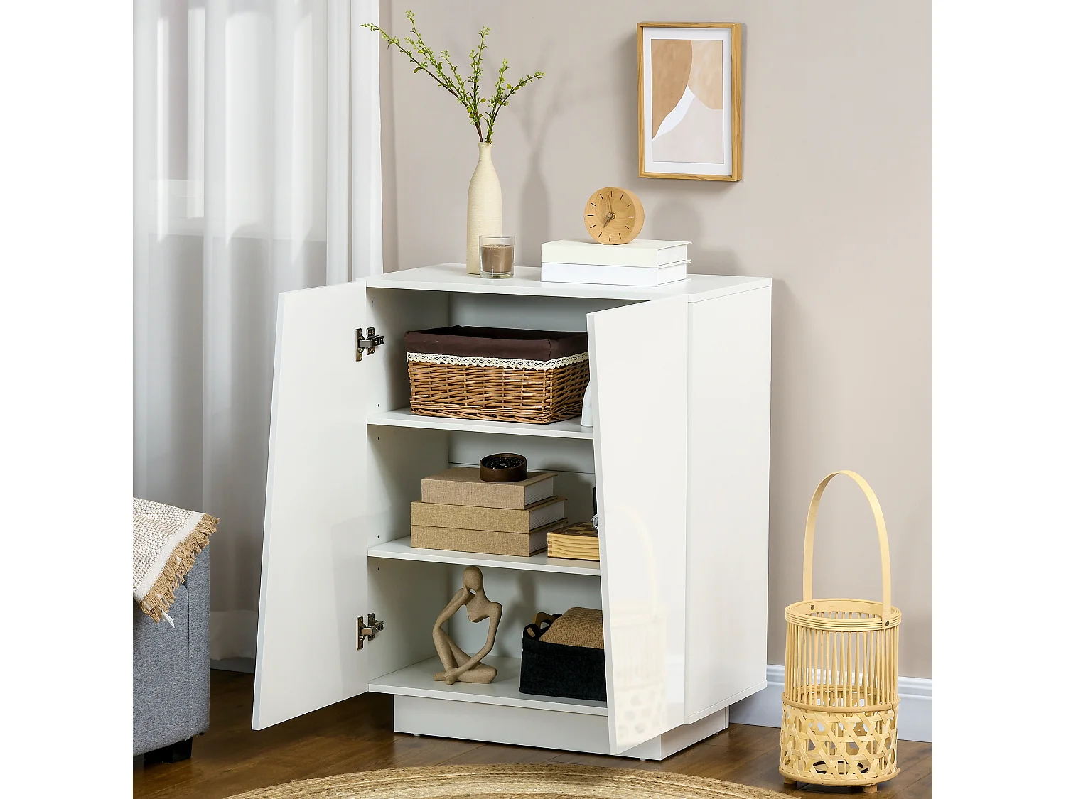 Mobiletto multiuso a 3 livelli con ripiano regolabile