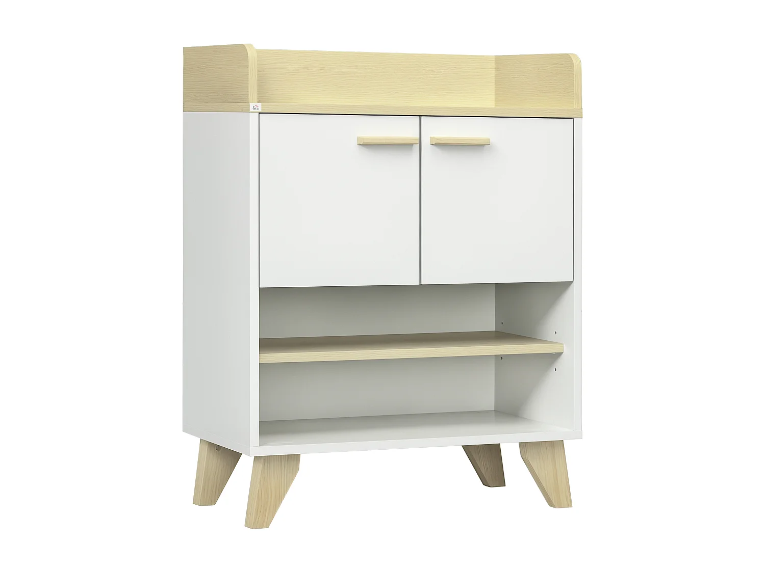 Mobiletto multiuso con armadietto ripiani aperti in legno