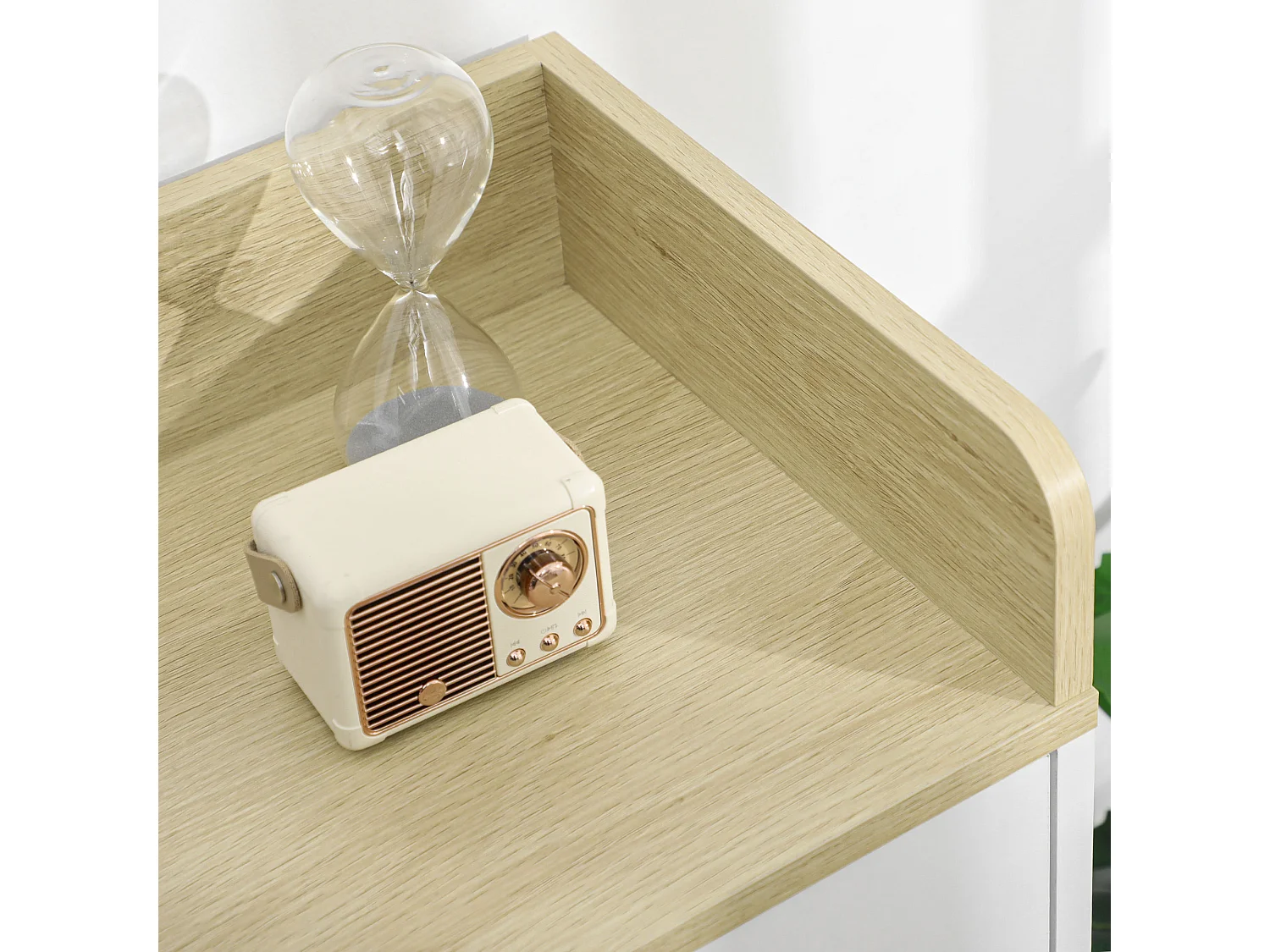 Mobiletto multiuso con armadietto ripiani aperti in legno