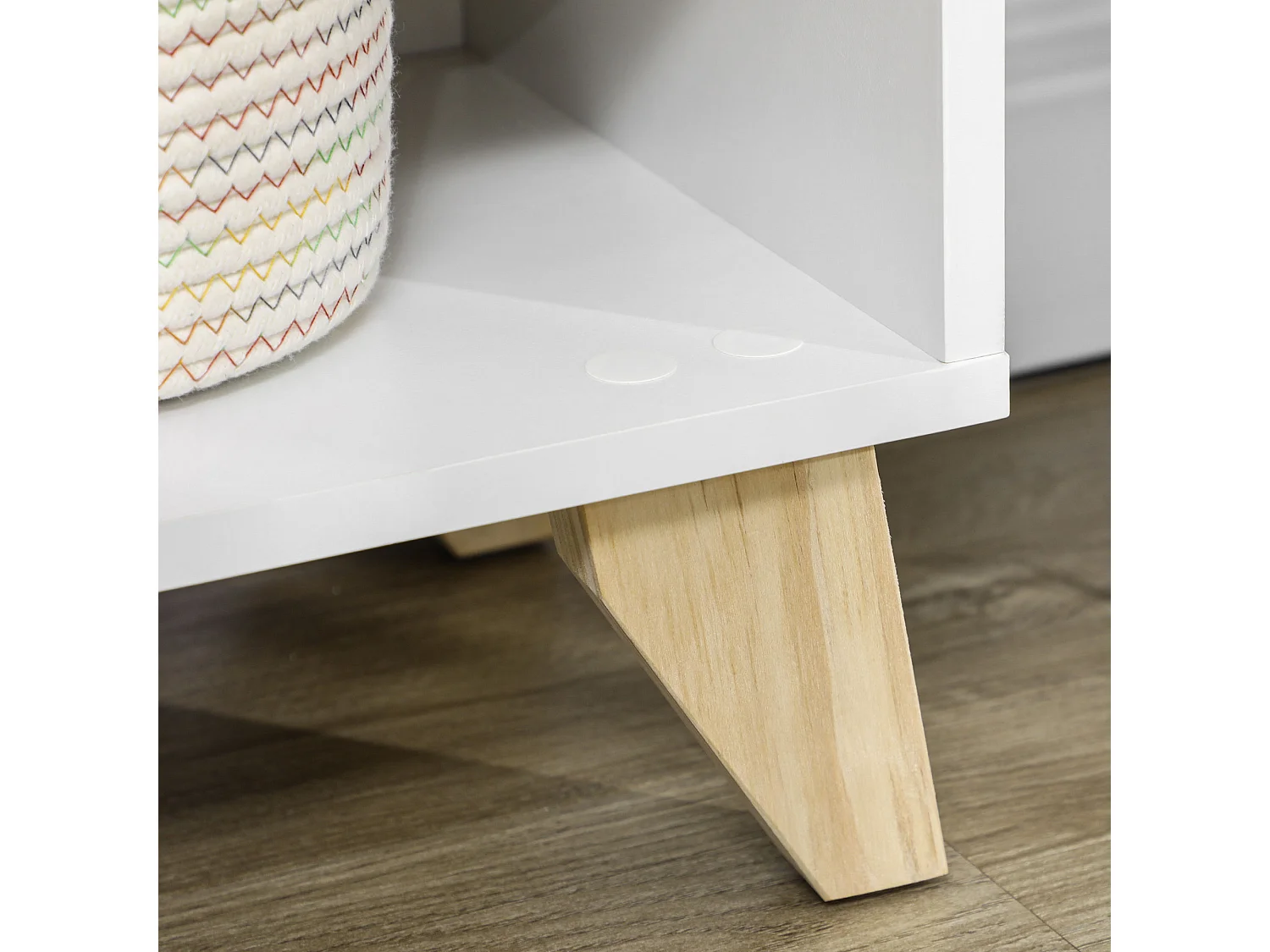 Mobiletto multiuso con armadietto ripiani aperti in legno