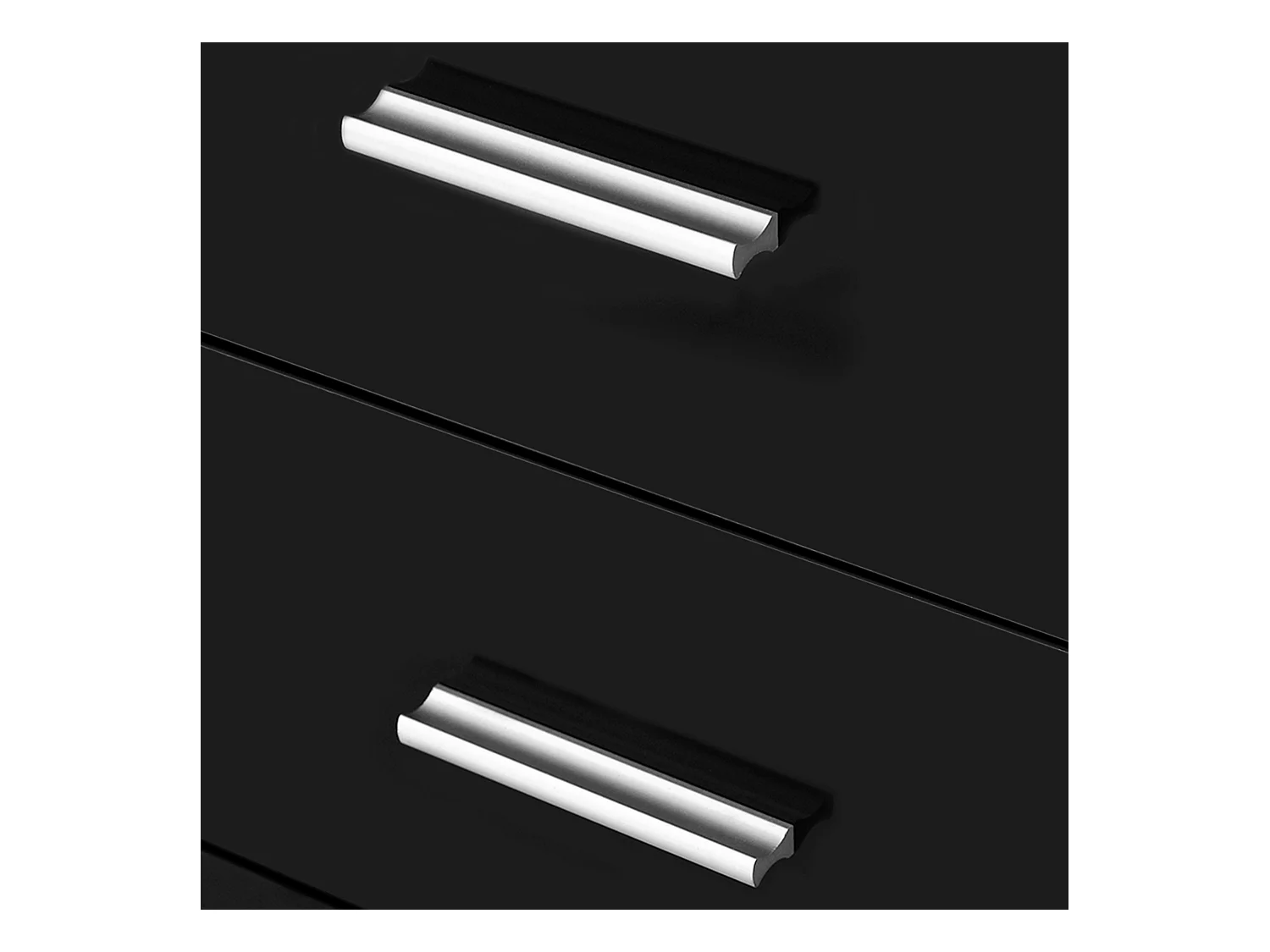 Mobiletto da ingresso con 3 ante e 2 cassetti nero lucido