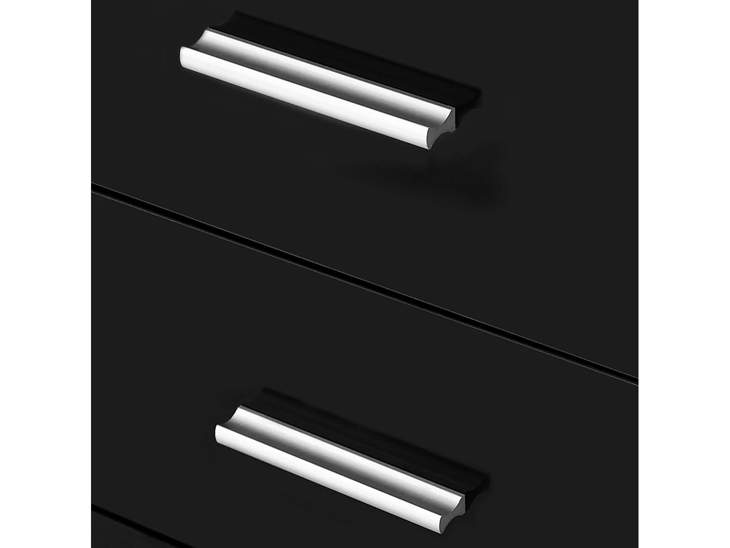 Mobiletto da ingresso con 3 ante e 2 cassetti nero lucido