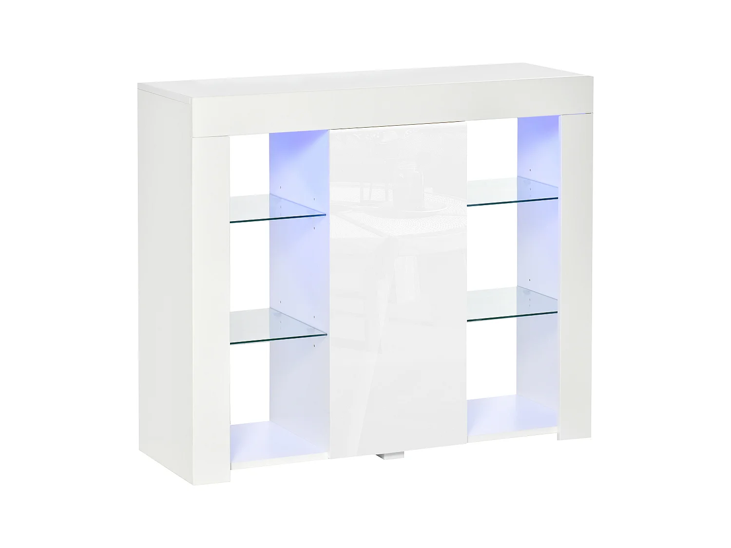 Mobile moderno a anta finitura lucida luci led mensole in vetro