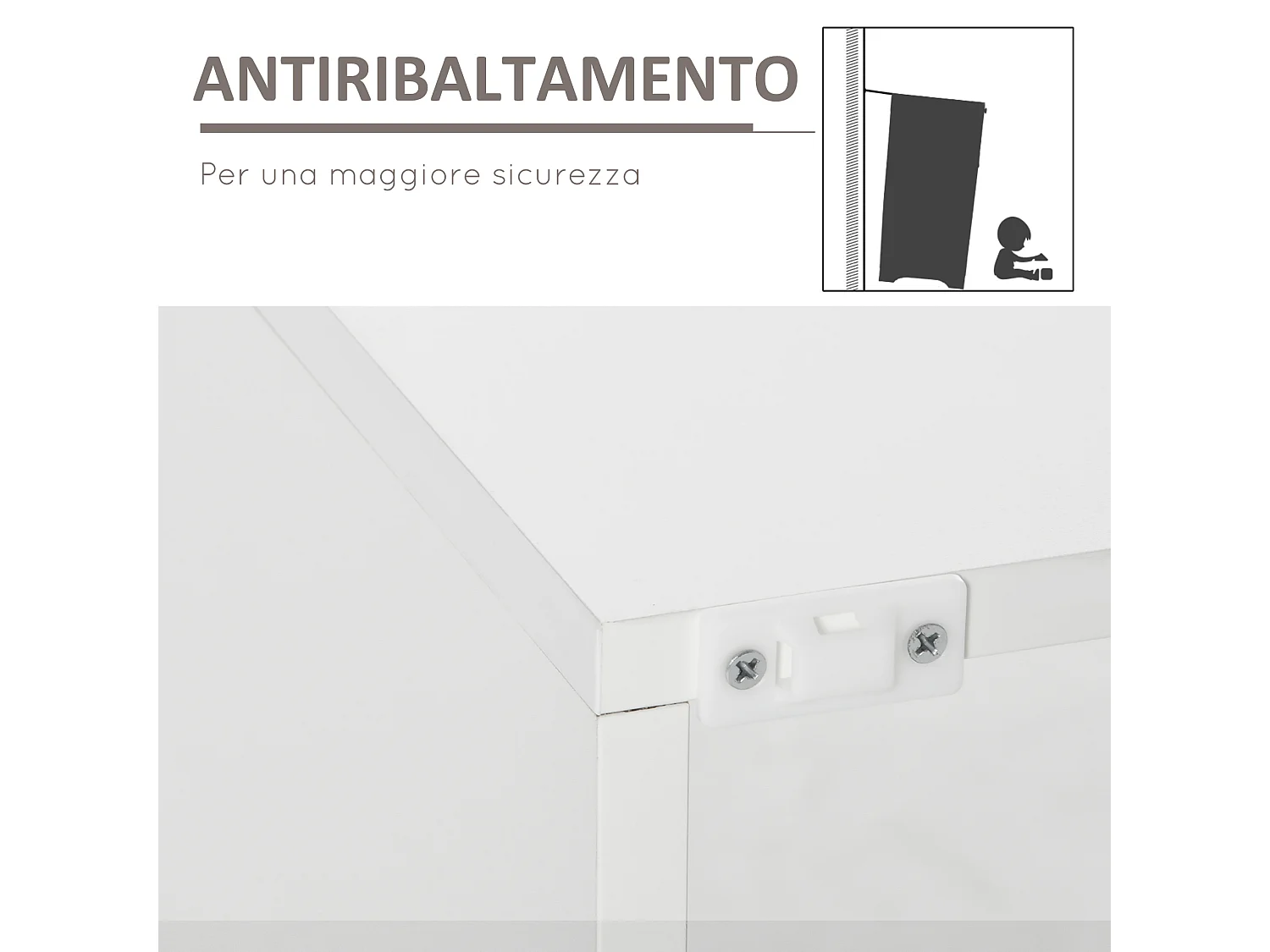 Mobile moderno a anta finitura lucida luci led mensole in vetro