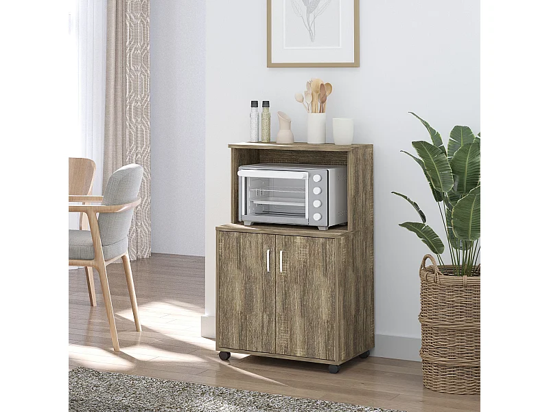 Mobile cucina multiuso per microonde 60.4x40.3x97cm grigio