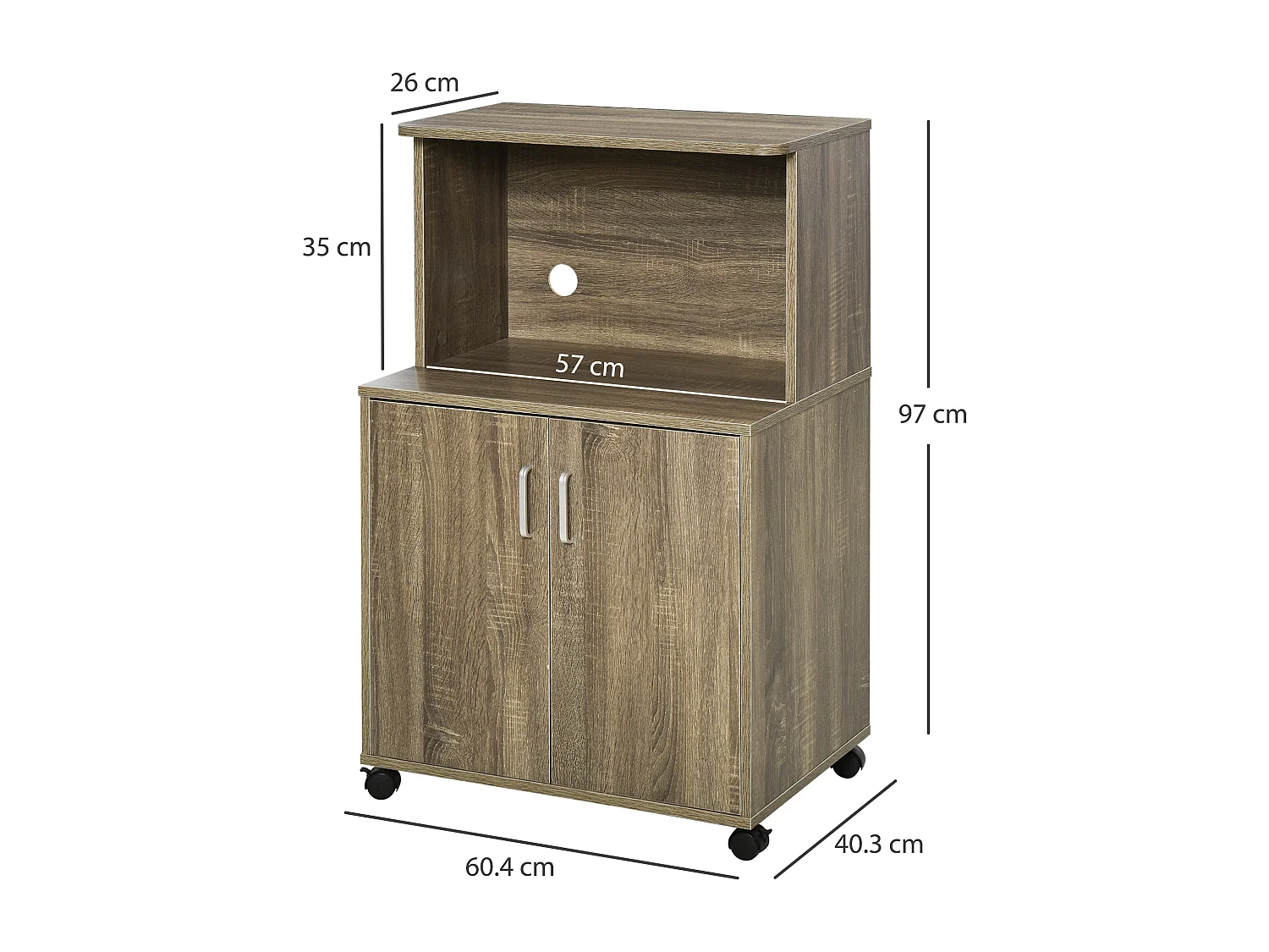 Mobile cucina multiuso per microonde 60.4x40.3x97cm grigio