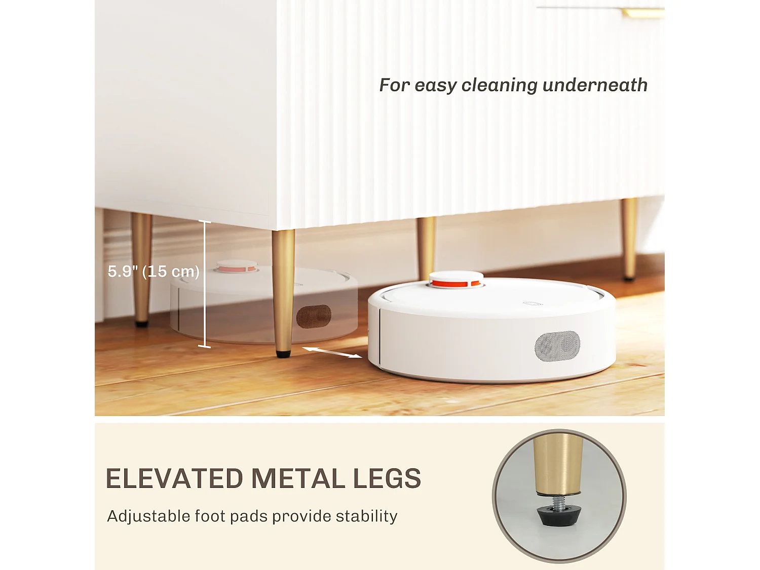 Credenza moderna con 3 cassetti e 2 armadietti bianco