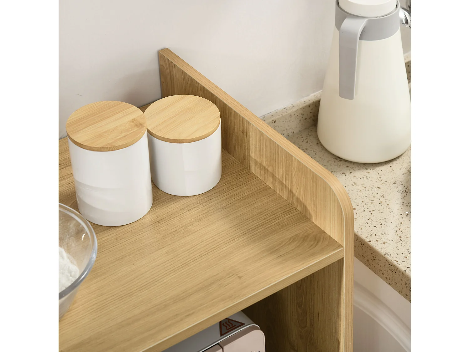 Mobiletto per microonde con ripiano cassetto e armadietto