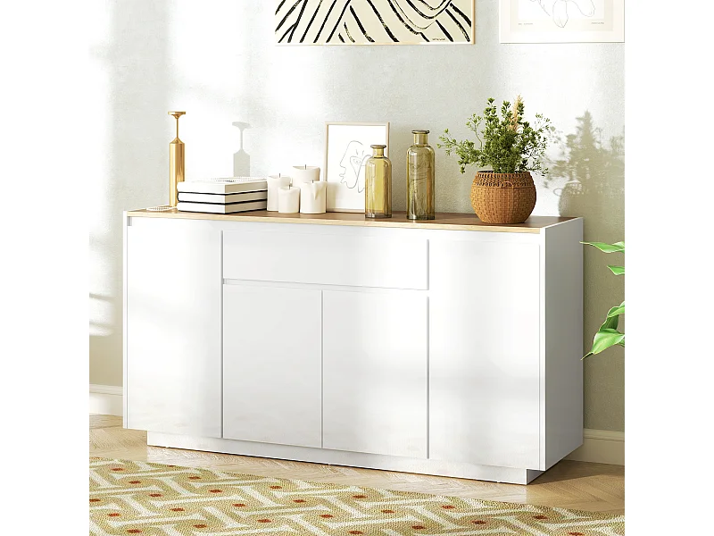 Credenza da cucina moderna con cassetto e 3 armadietti bianco