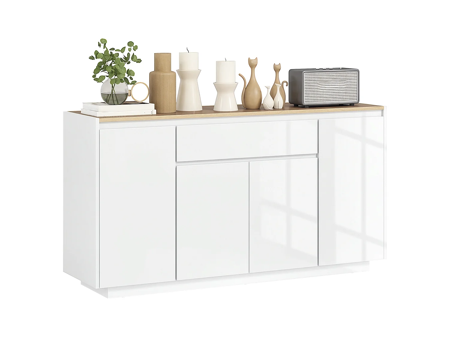 Credenza da cucina moderna con cassetto e 3 armadietti bianco