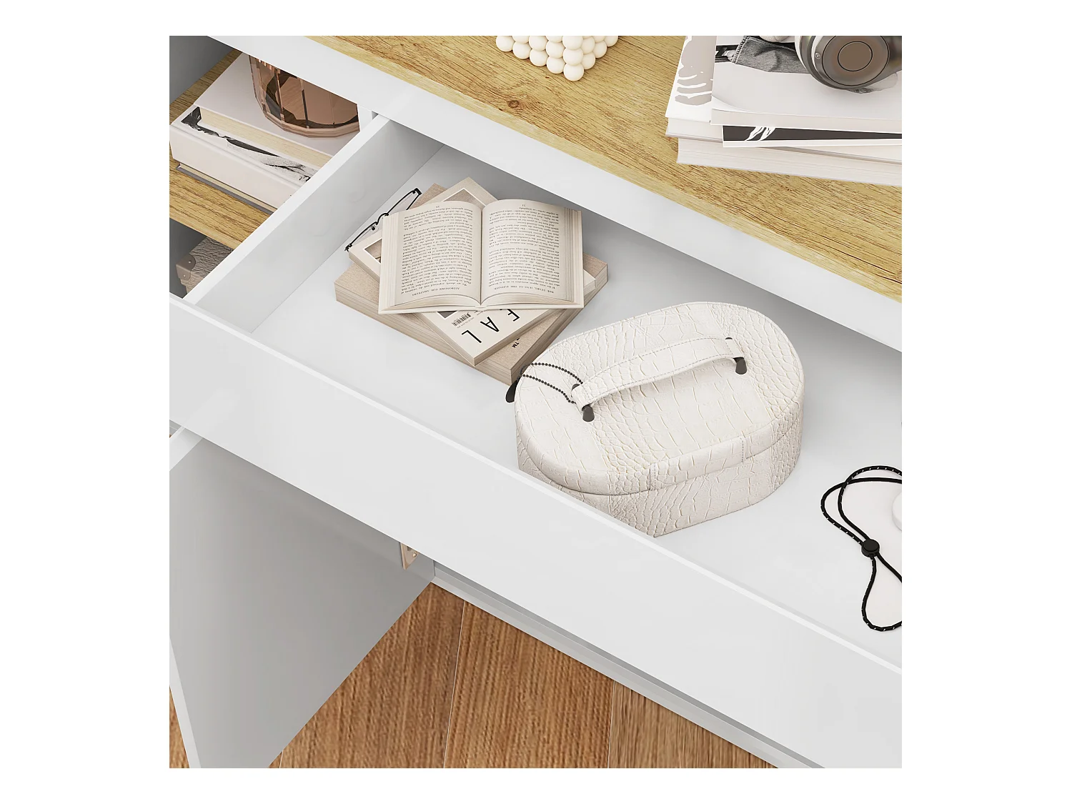 Credenza da cucina moderna con cassetto e 3 armadietti bianco