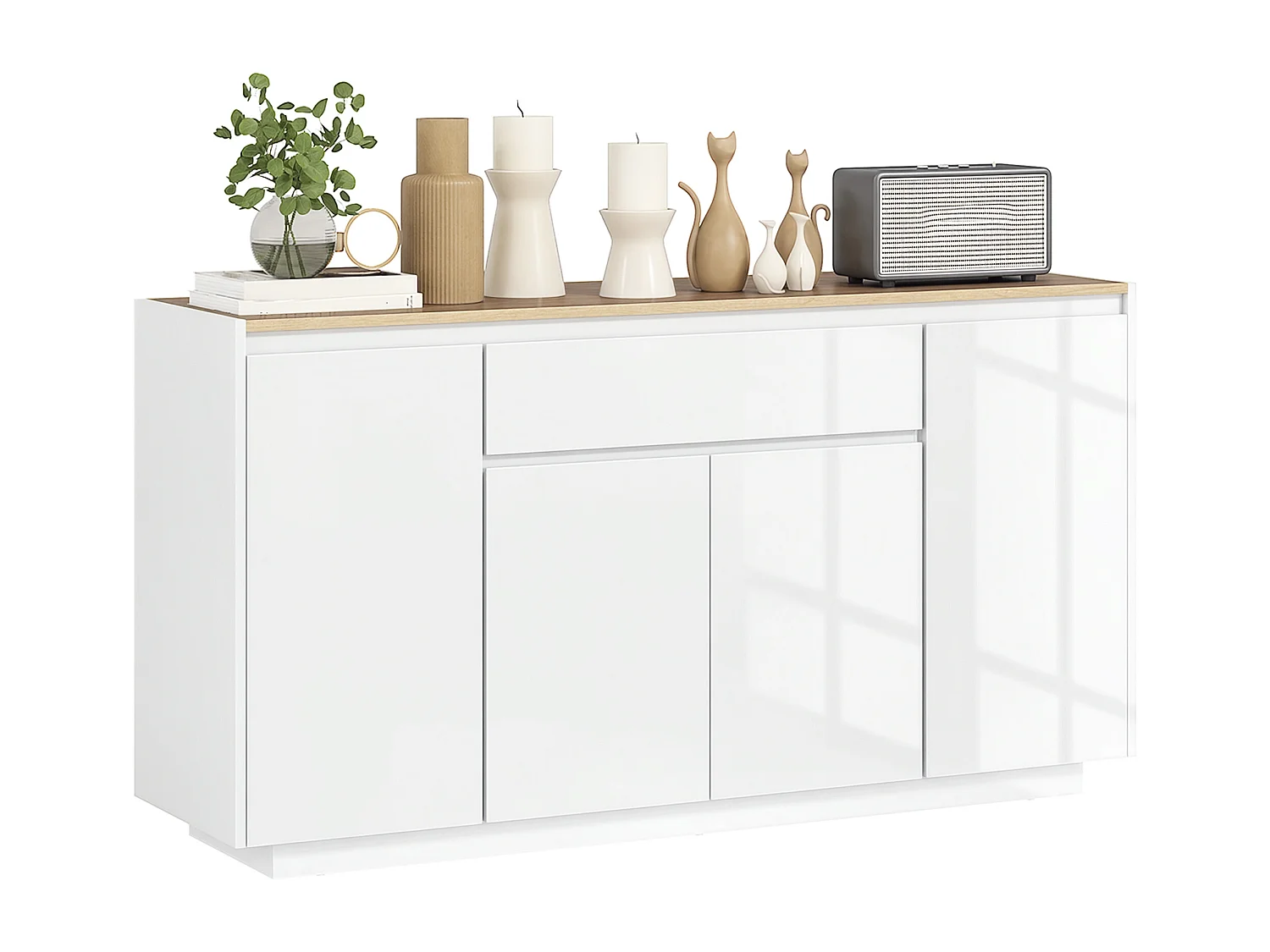 Credenza da cucina moderna con cassetto e 3 armadietti bianco