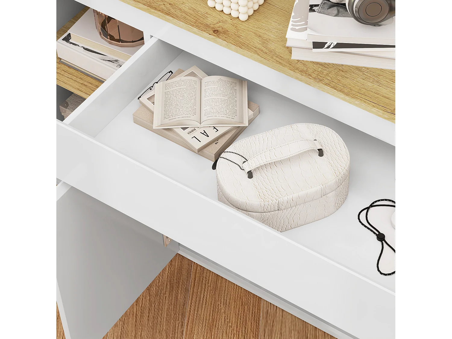 Credenza da cucina moderna con cassetto e 3 armadietti bianco