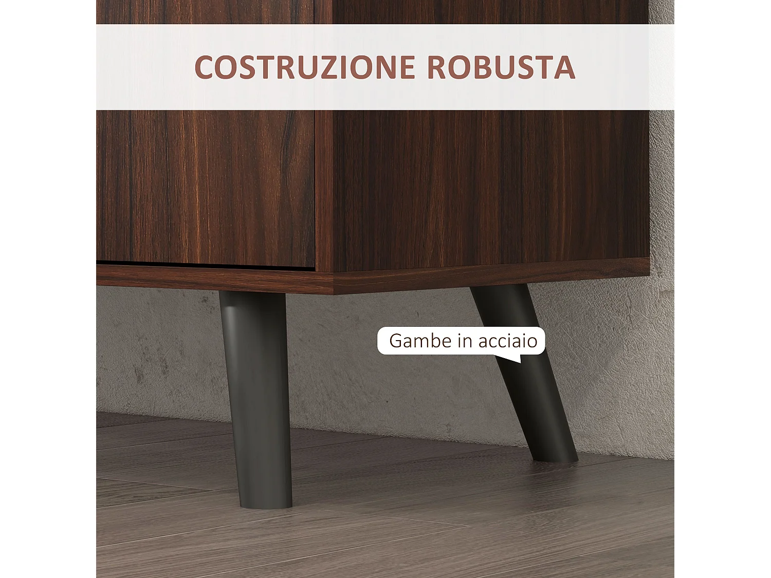 Credenza moderna multiuso con 2 armadietti e 3 cassetti