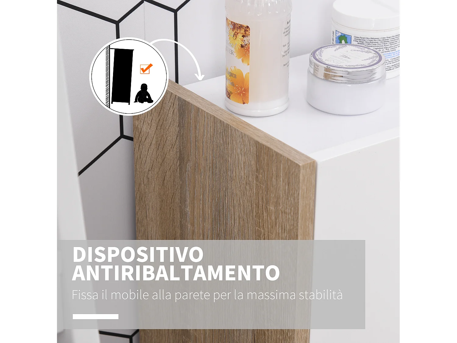 Armadietto a due ante per bagno ingresso o camera in legno