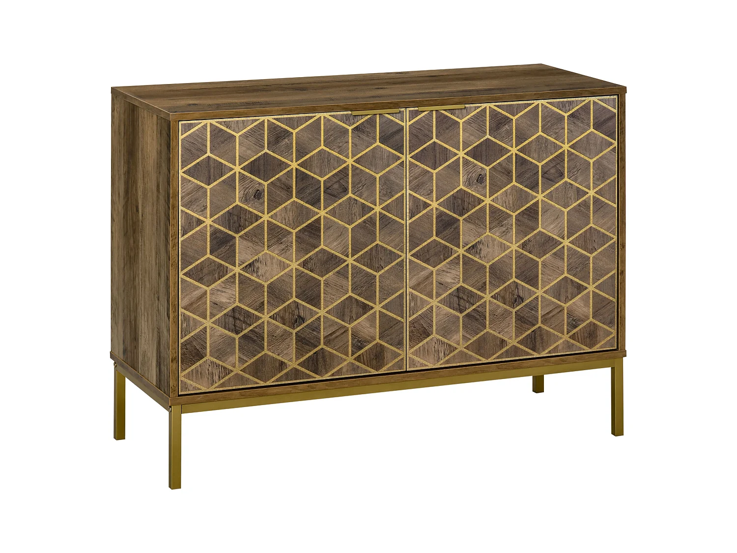 Mobile da ingresso moderno con decori dorati e gambe in acciaio