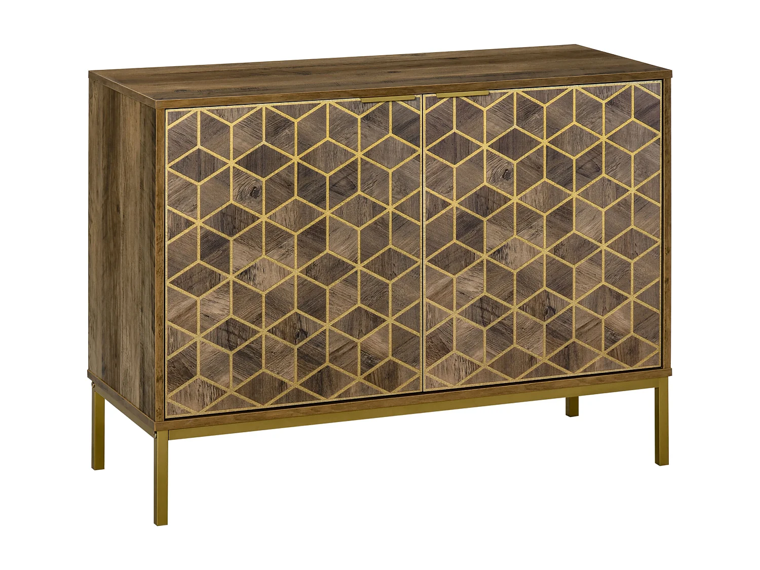 Mobile da ingresso moderno con decori dorati e gambe in acciaio