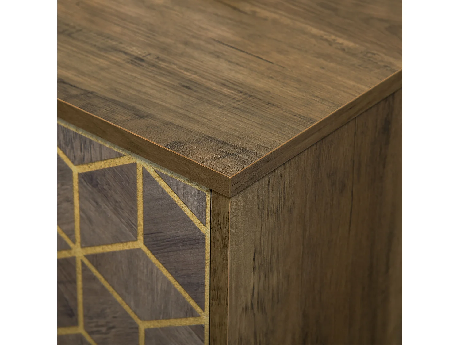 Mobile da ingresso moderno con decori dorati e gambe in acciaio