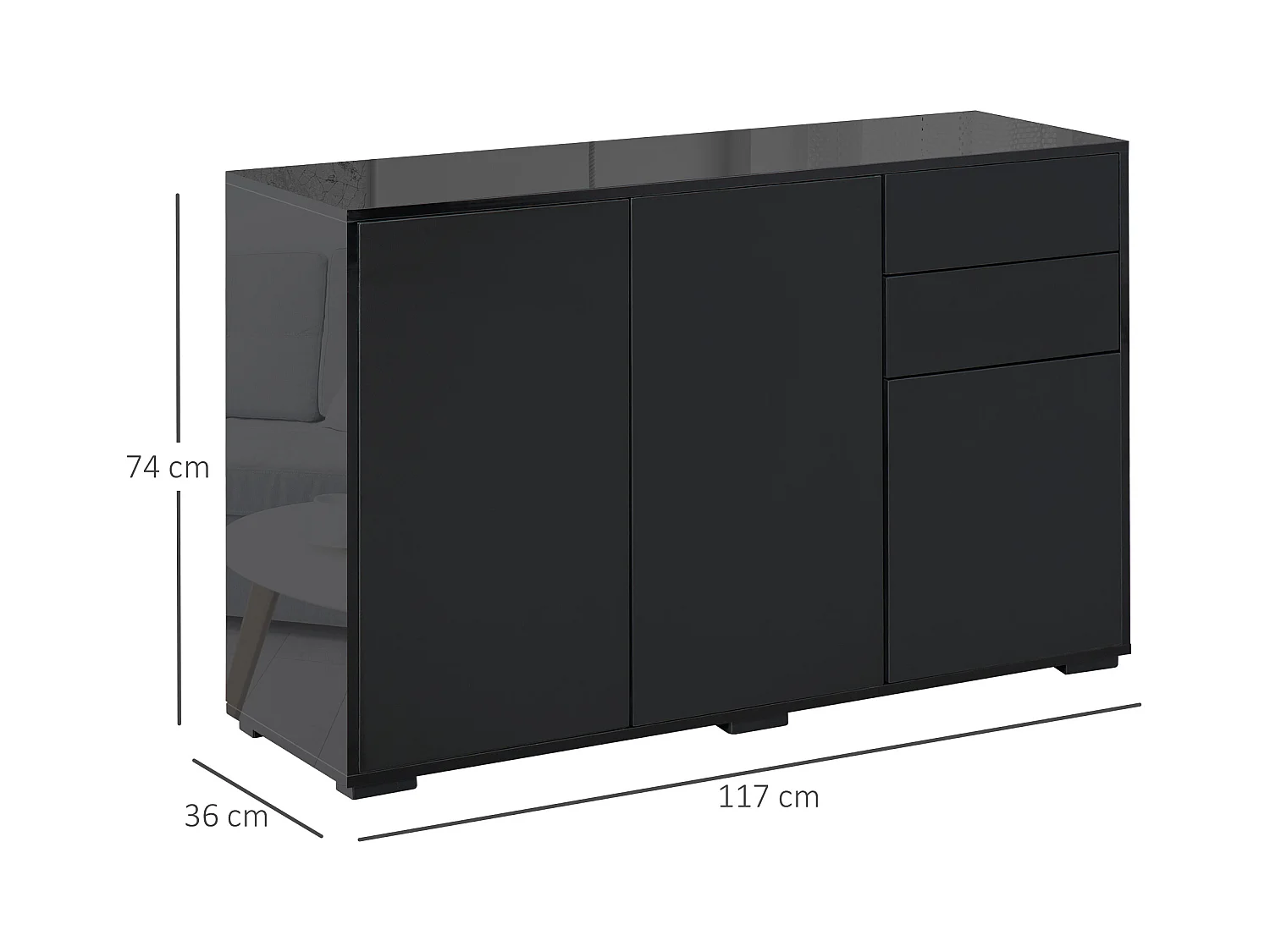 Mobiletto multiuso con apertura a pressione 117x36x74cm nero