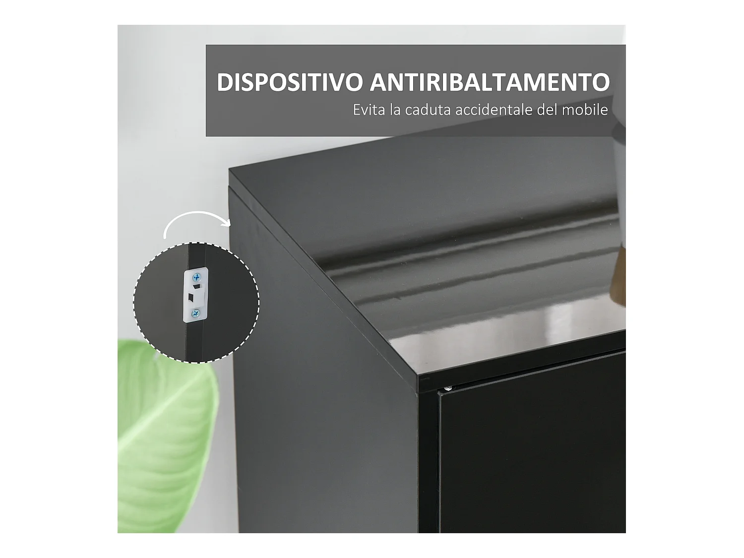 Mobiletto multiuso con apertura a pressione 117x36x74cm nero