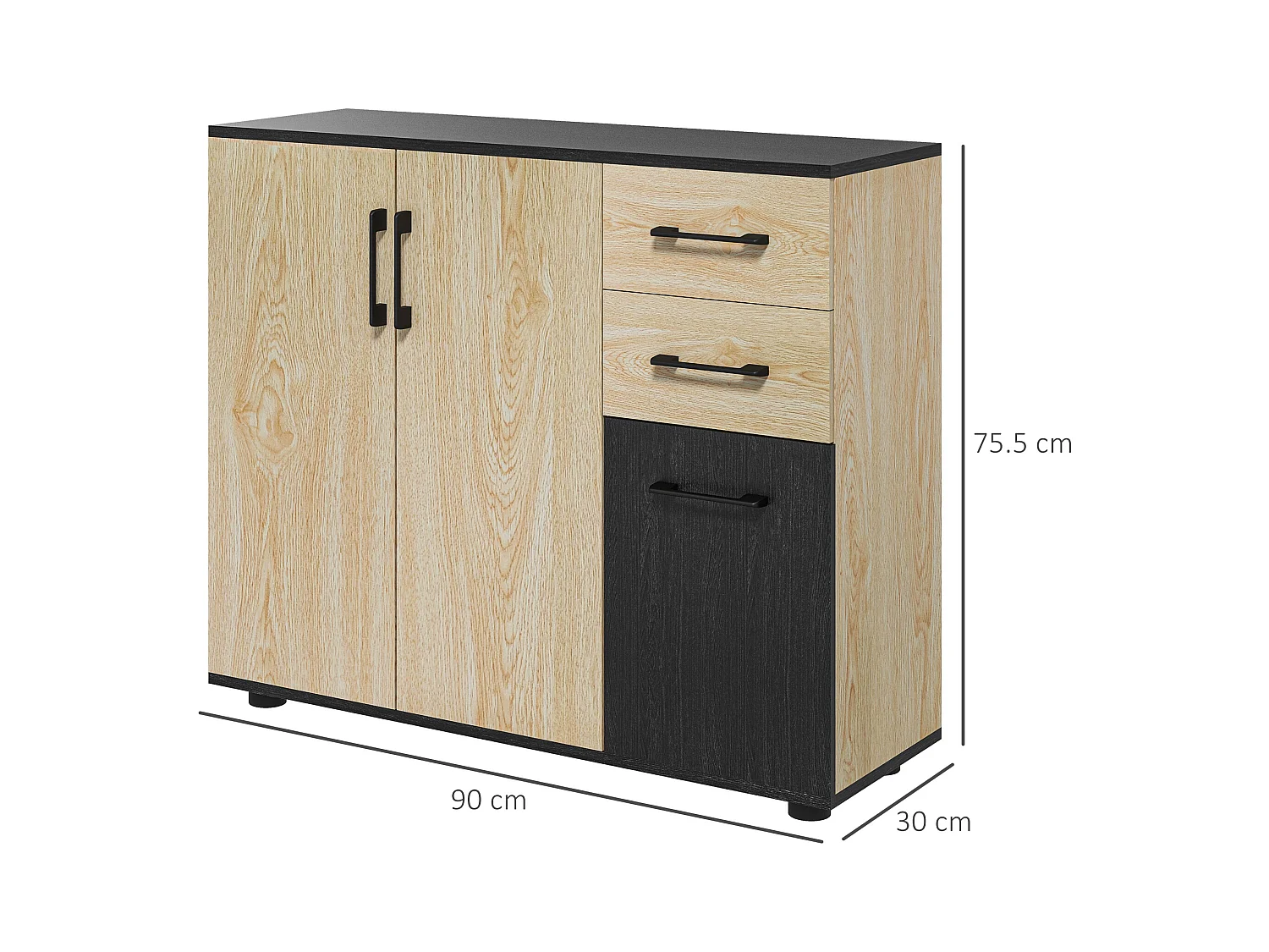 Mobile cucina 2 armadietti e 2 cassetti 90x30x75.5cm