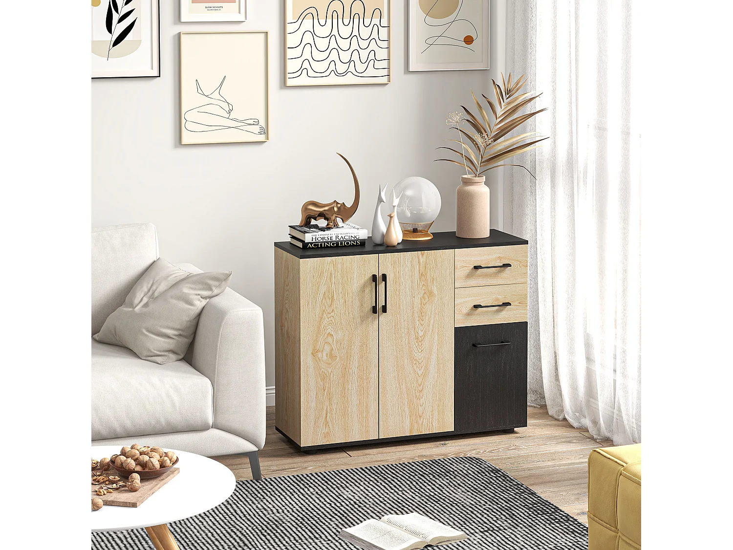 Mobile cucina 2 armadietti e 2 cassetti 90x30x75.5cm