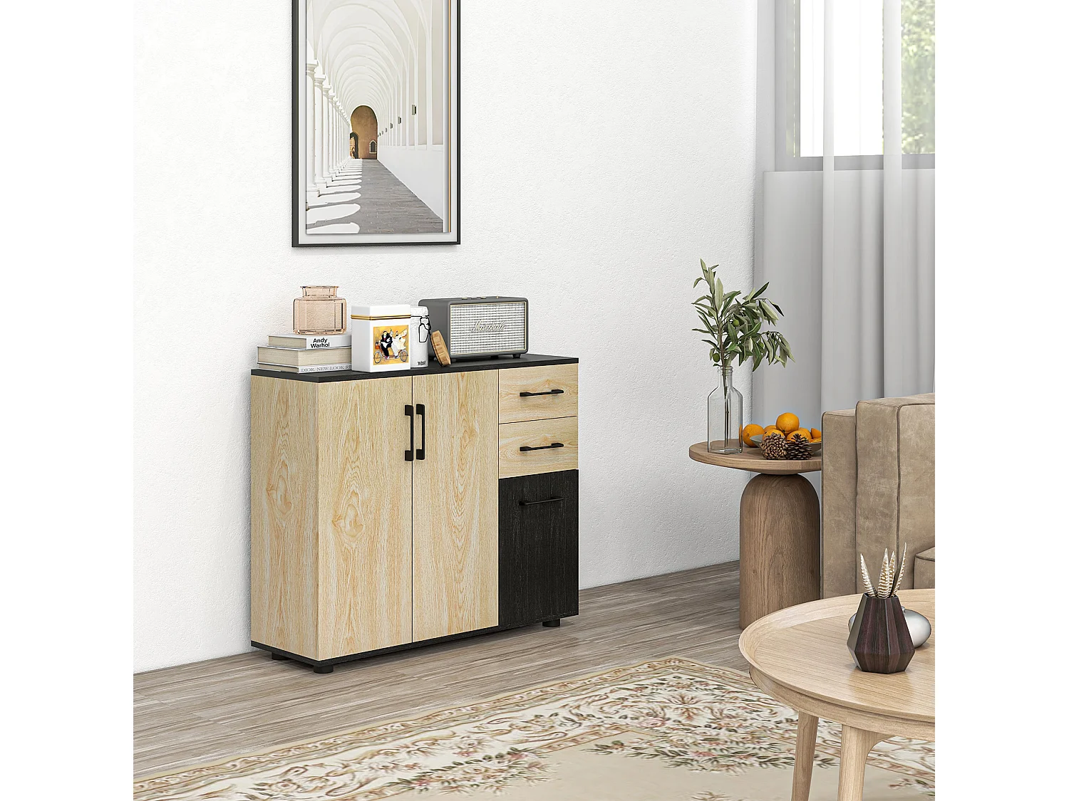 Mobile cucina 2 armadietti e 2 cassetti 90x30x75.5cm