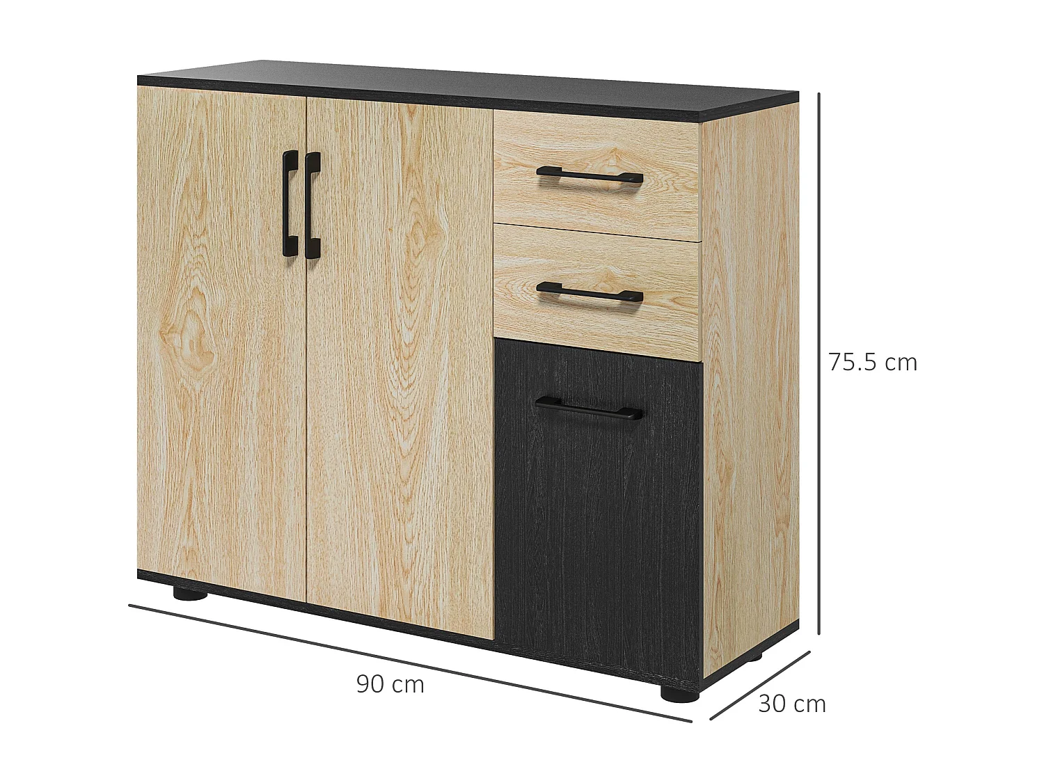 Mobile cucina 2 armadietti e 2 cassetti 90x30x75.5cm