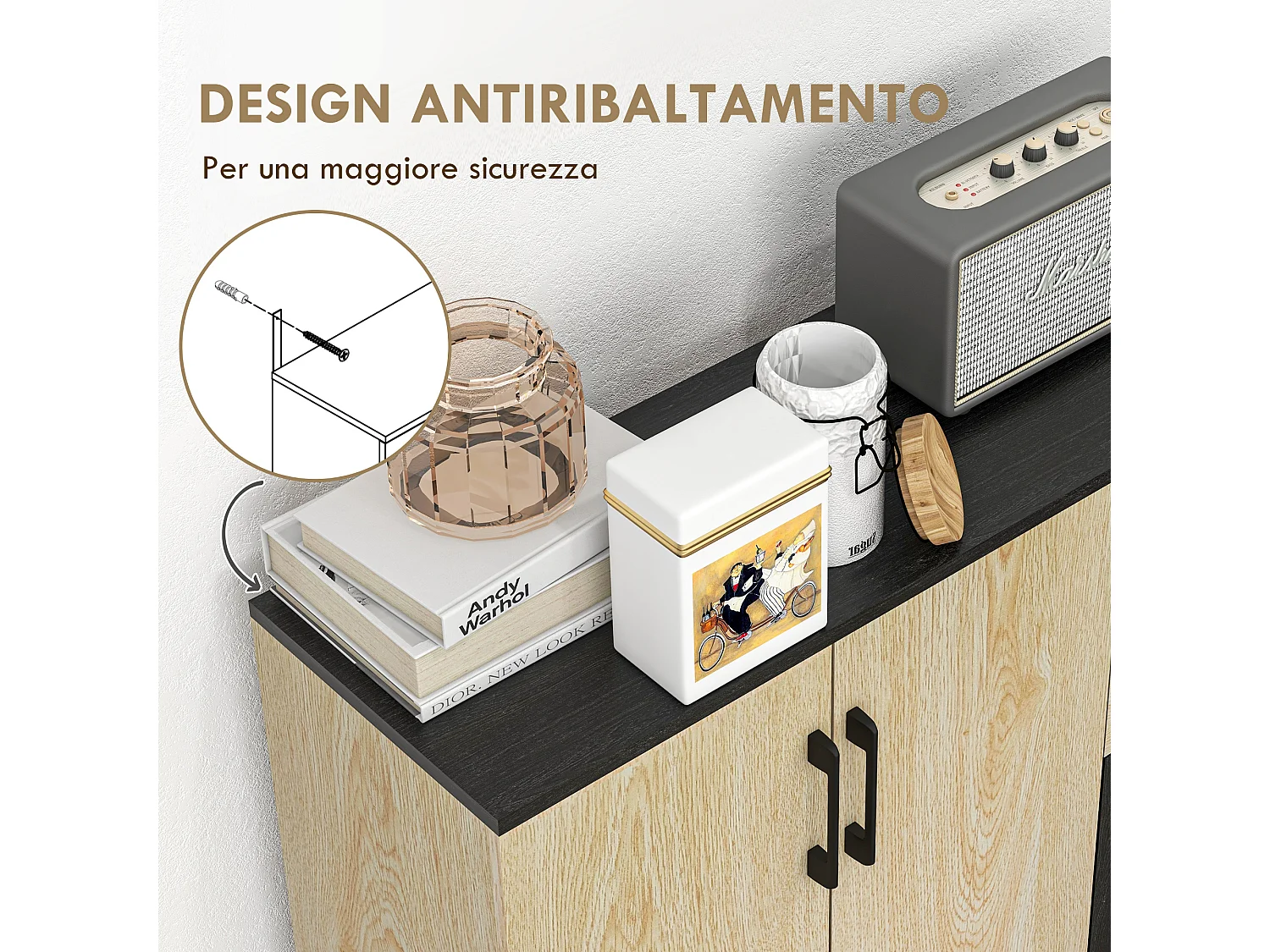 Mobile cucina 2 armadietti e 2 cassetti 90x30x75.5cm