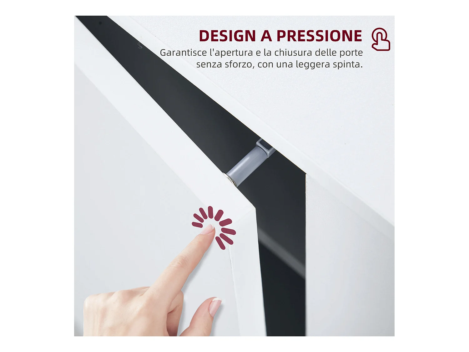 Credenza moderna con 2 armadietti a 3 ripiani in legno bianco