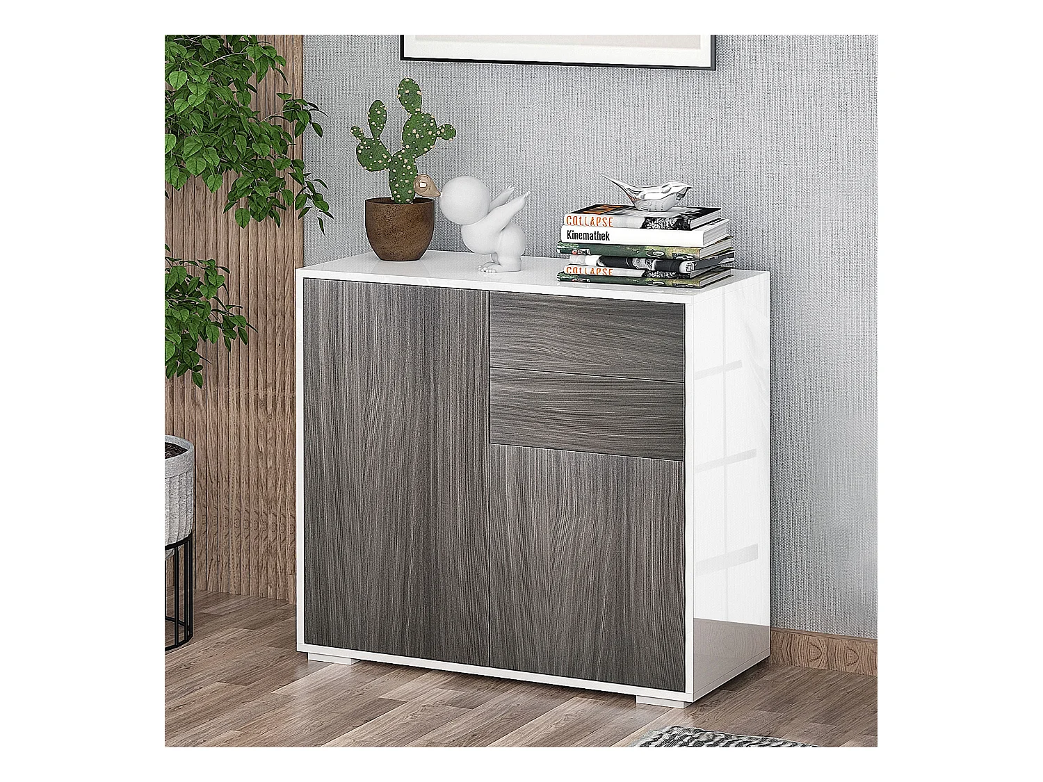 Mobiletto multiuso 2 cassetti e armadietti apertura a pressione