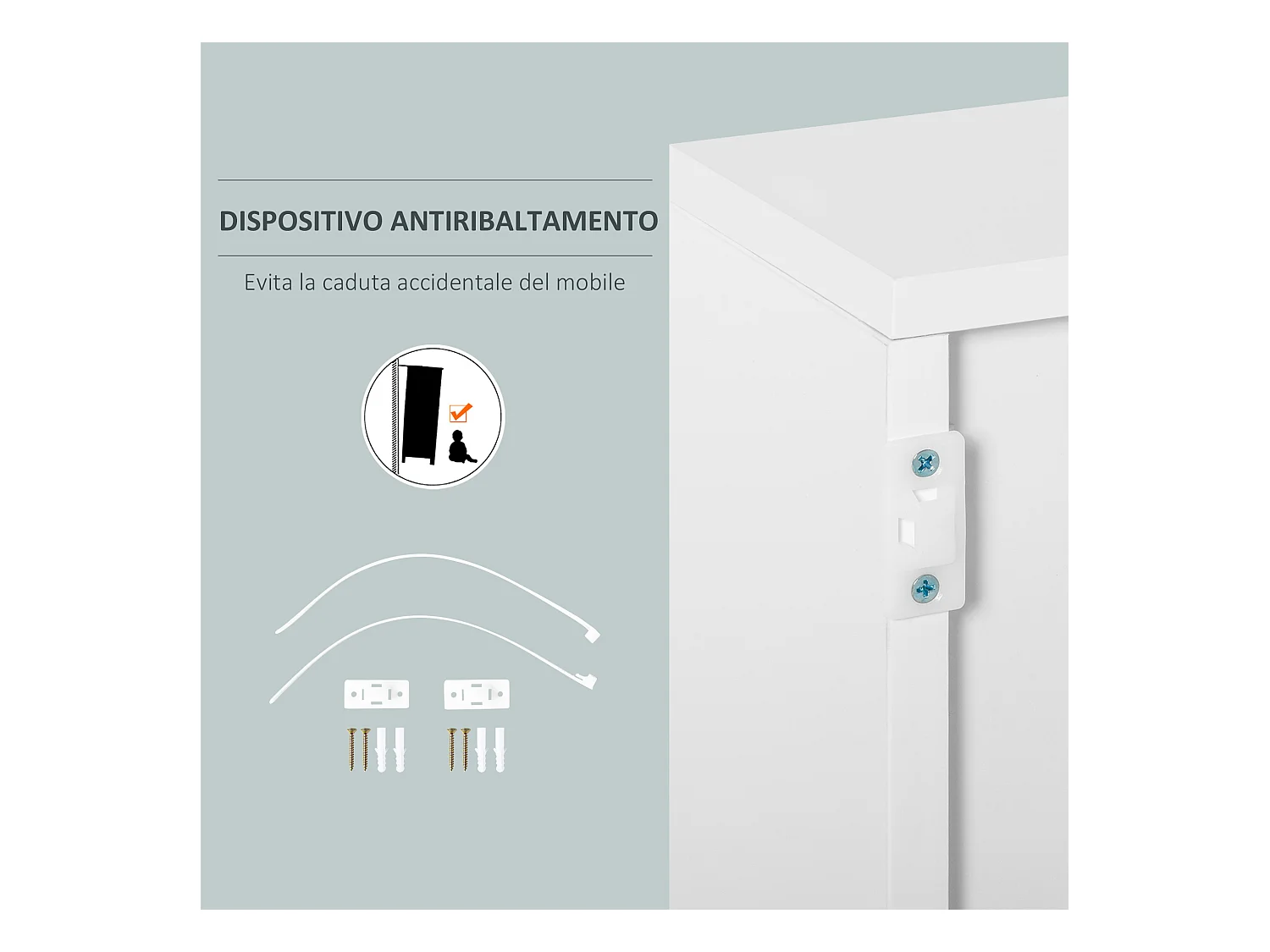 Mobiletto multiuso 2 cassetti e armadietti apertura a pressione