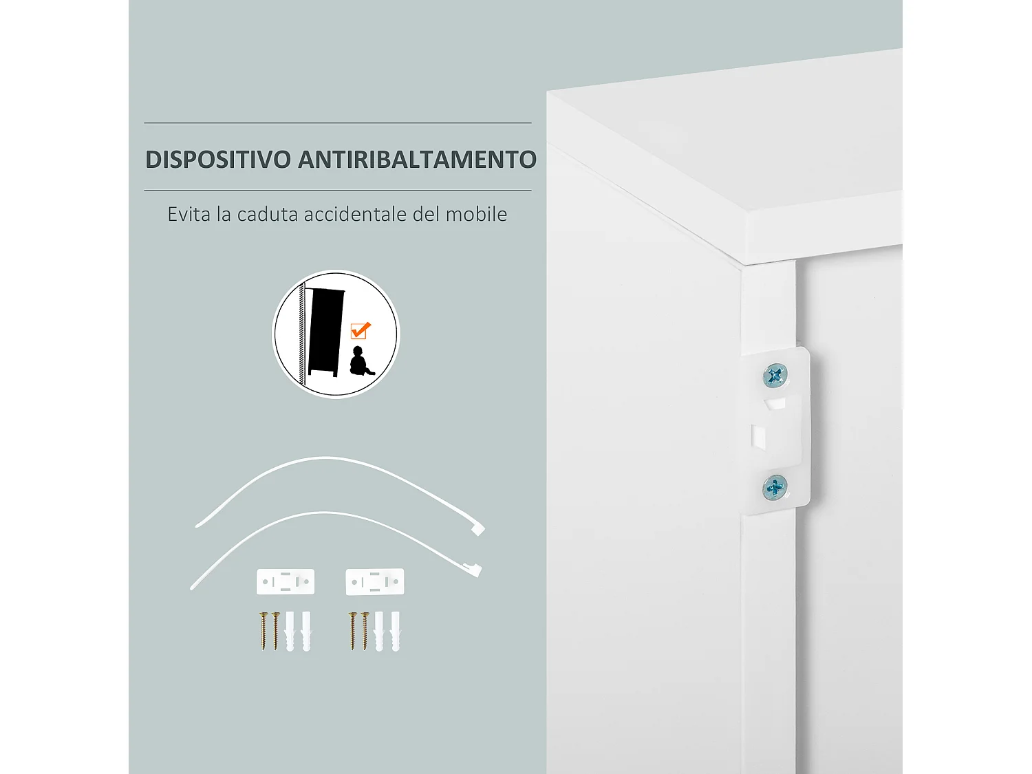 Mobiletto multiuso 2 cassetti e armadietti apertura a pressione