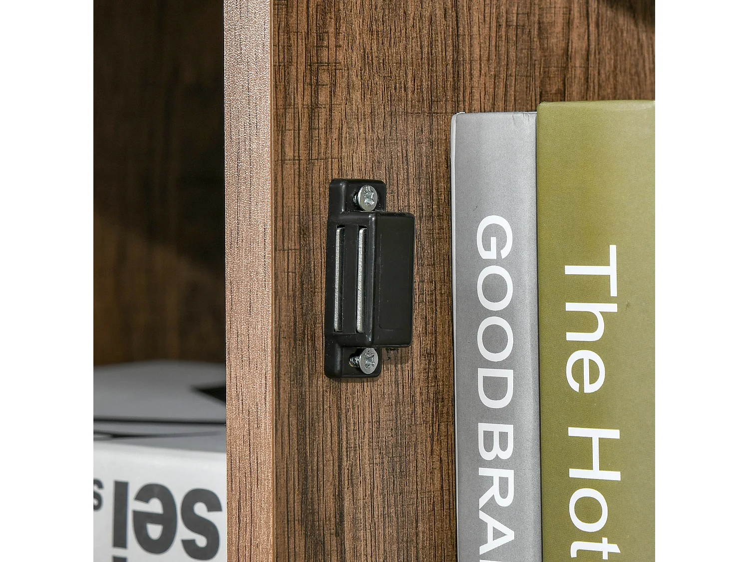 Mobiletto multiuso ripiani aperti e armadietto in legno metallo