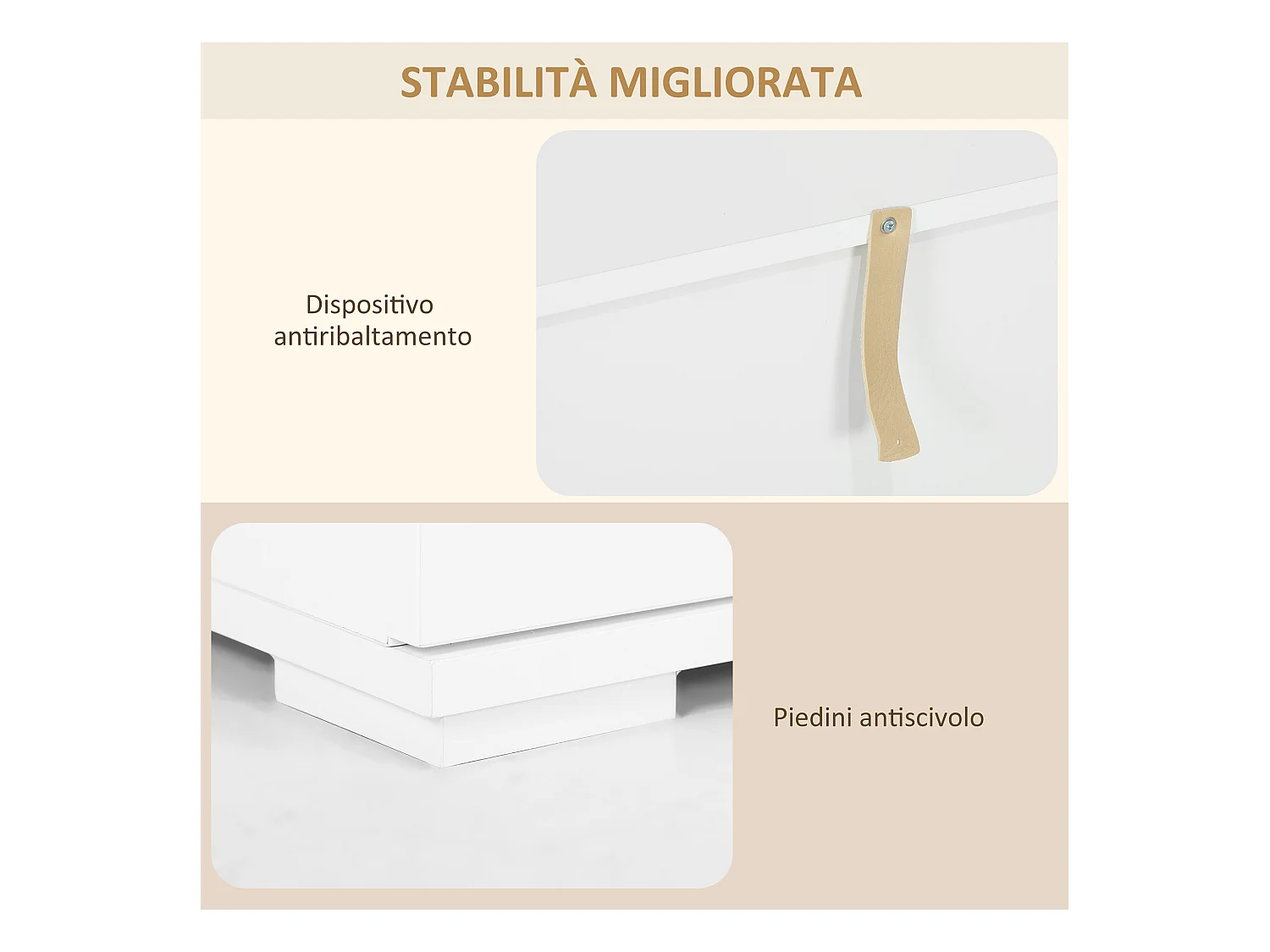 Credenza moderna con luce led regolabile 4 cassetti e 2 armadietti