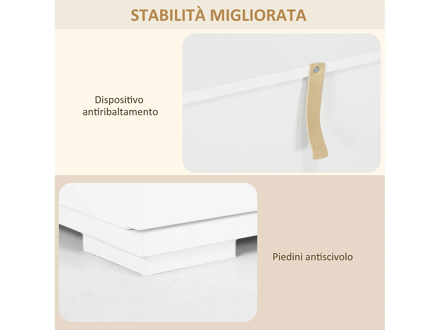 Credenza moderna con luce led regolabile 4 cassetti e 2 armadietti