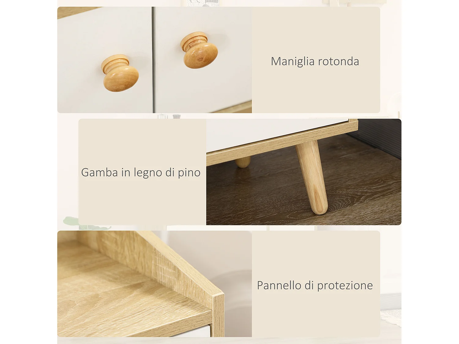 Mobile per microonde 2 armadietti e cassetto 90x30x94cm bianco