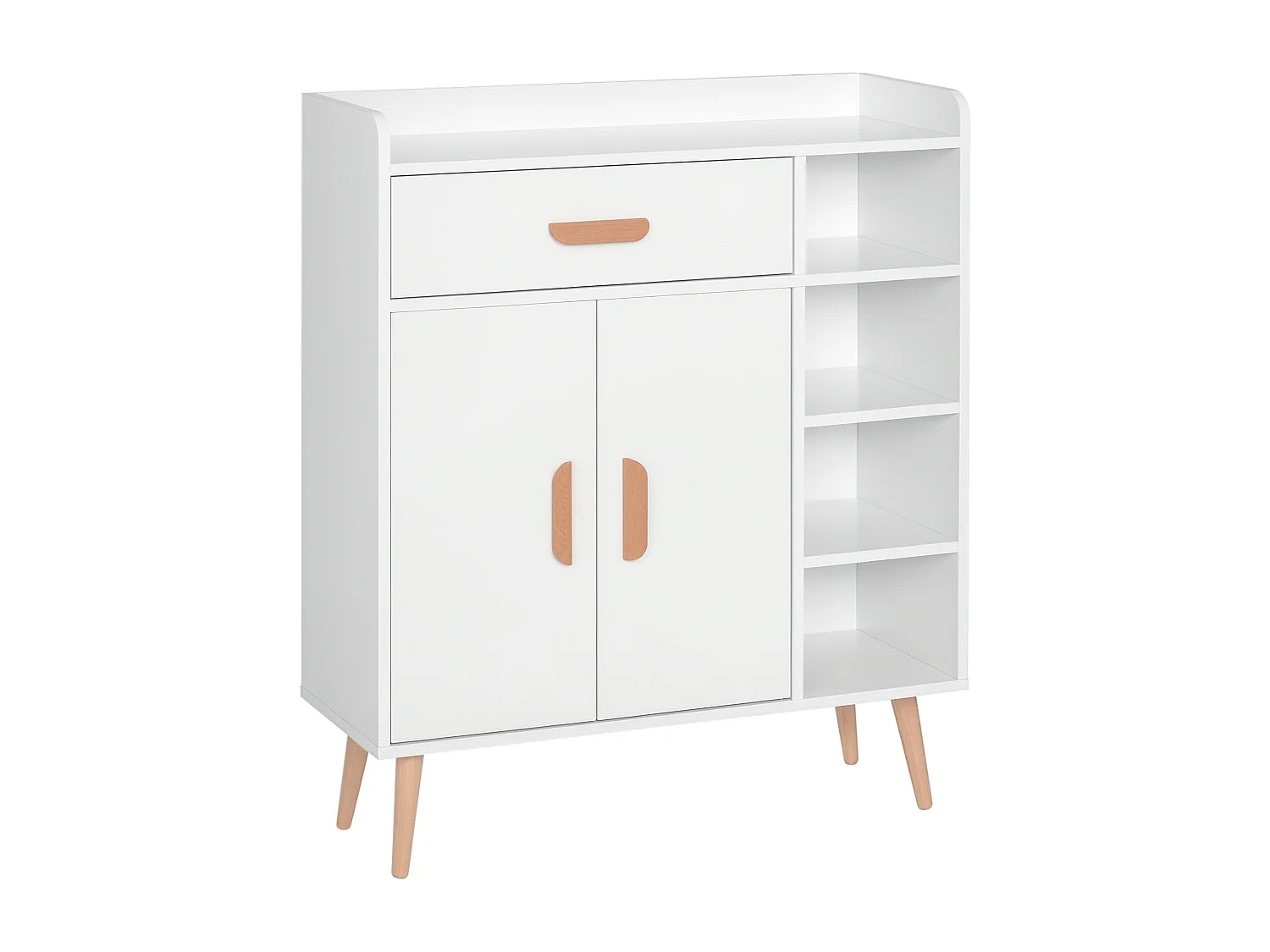 Armadietto cassettiera salvaspazio con 4 cesti 80x29.5x96 cm bianco