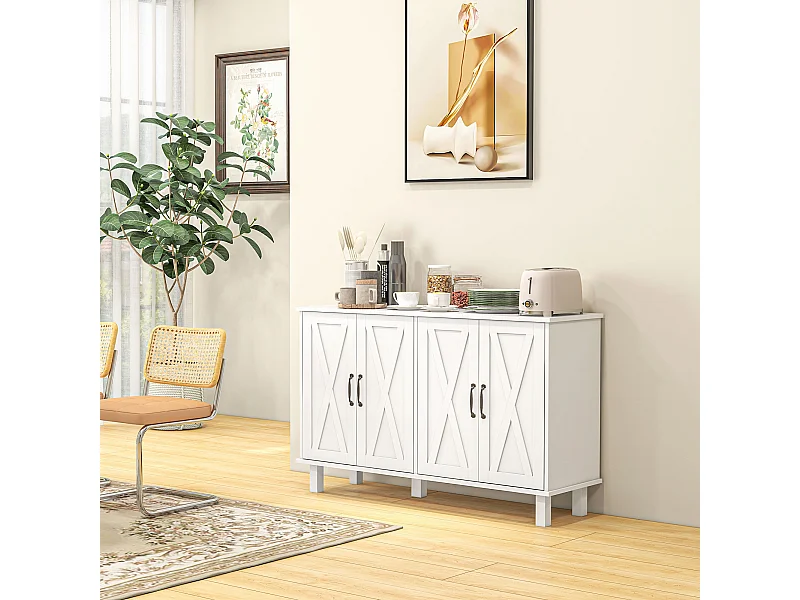 Mobile multiuso in mdf 4 livelli per soggiorno e cucina bianco