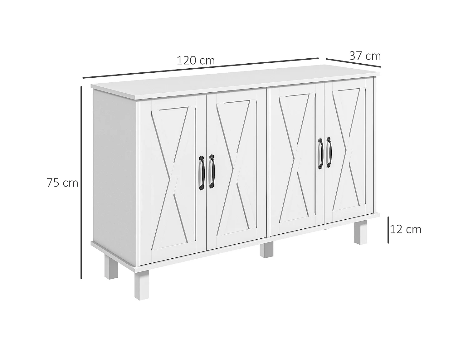 Mobile multiuso in mdf 4 livelli per soggiorno e cucina bianco