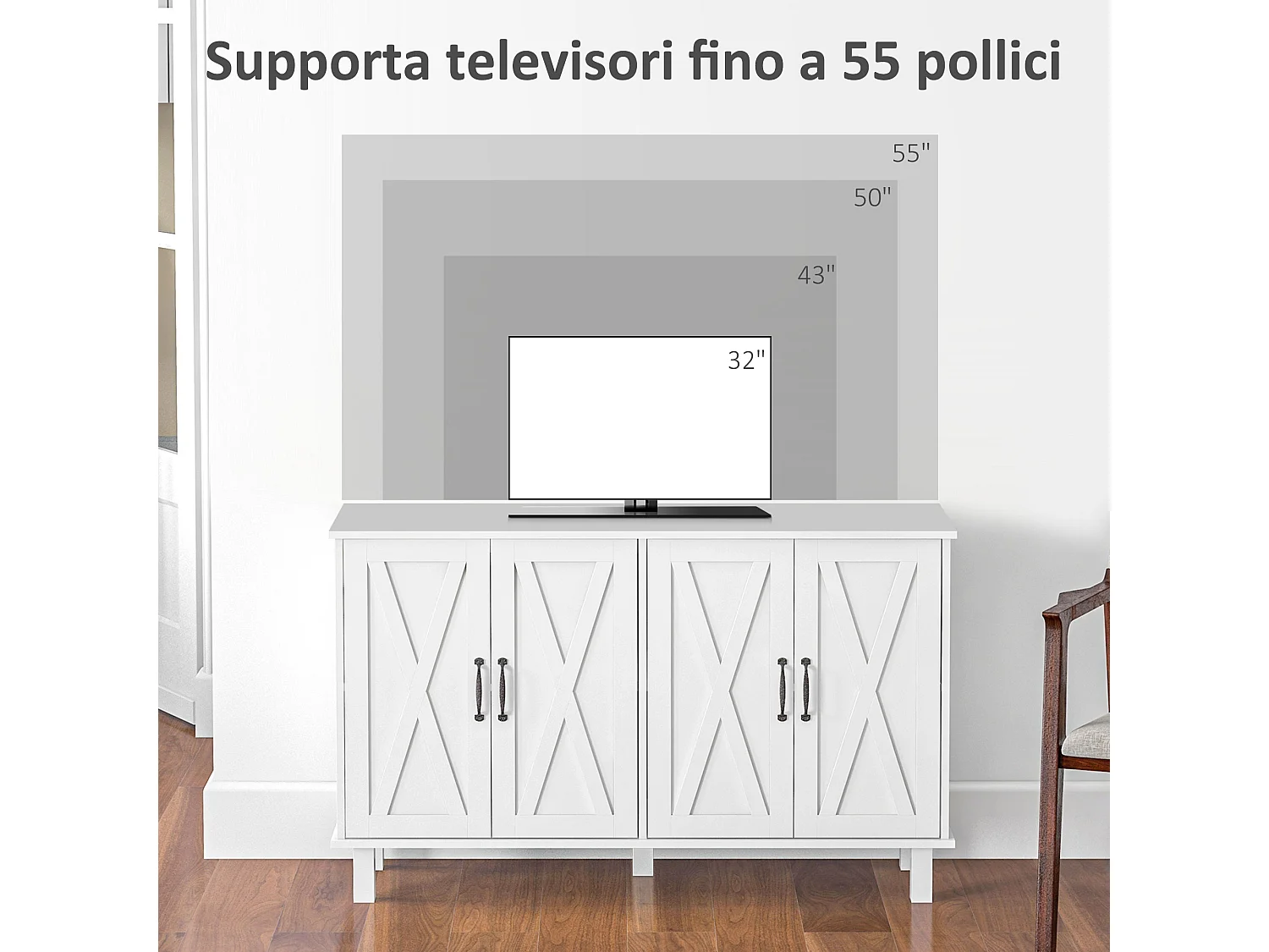 Mobile multiuso in mdf 4 livelli per soggiorno e cucina bianco