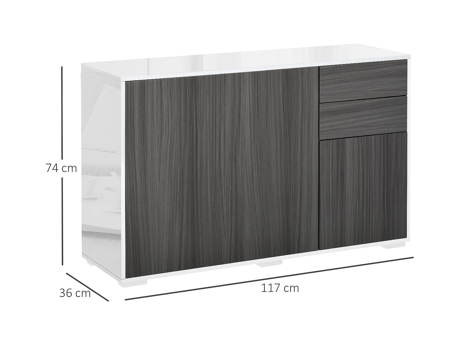 Mobiletto multiuso 2 cassetti 2 armadietti apertura a pressione