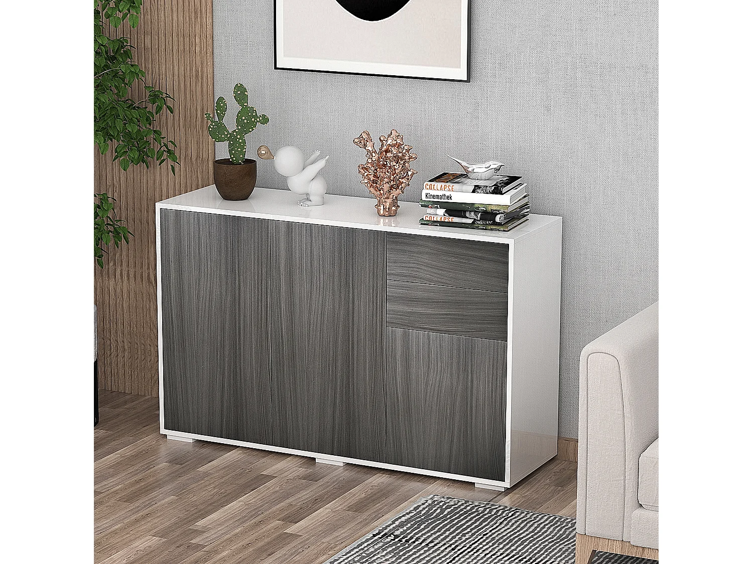 Mobiletto multiuso 2 cassetti 2 armadietti apertura a pressione