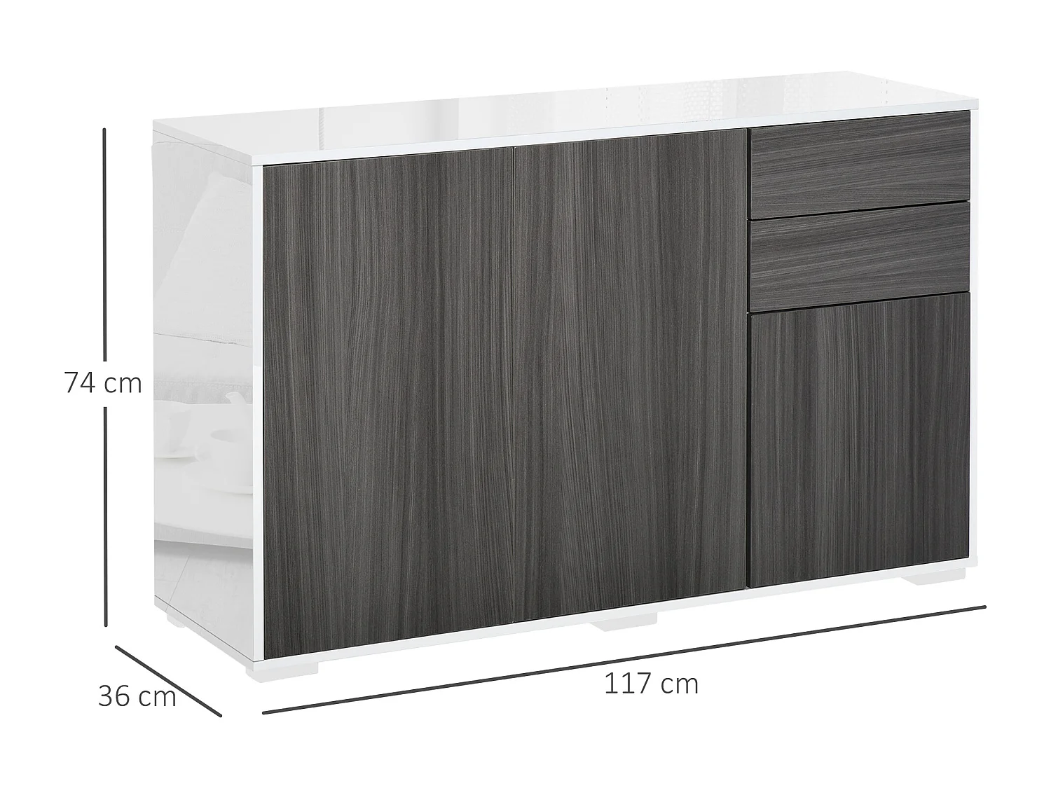 Mobiletto multiuso 2 cassetti 2 armadietti apertura a pressione