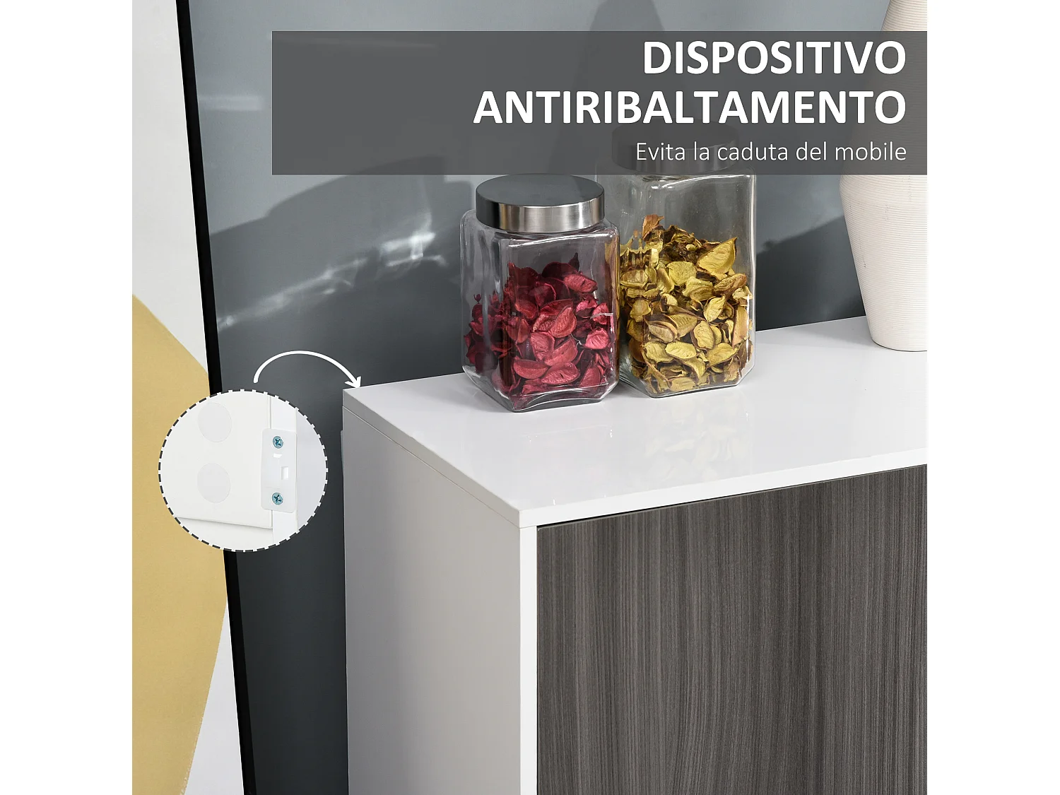 Mobiletto multiuso 2 cassetti 2 armadietti apertura a pressione