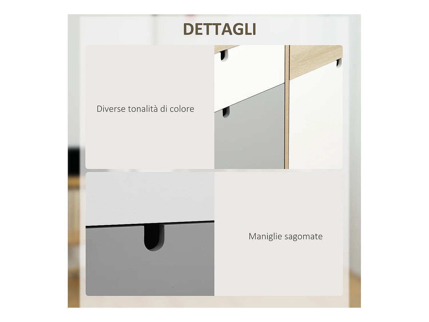 Mobile multiuso stile nordico 2 ante e 2 cassetti 100x40x79.5cm