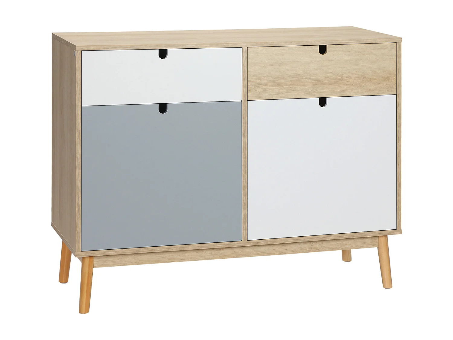Mobile multiuso stile nordico 2 ante e 2 cassetti 100x40x79.5cm