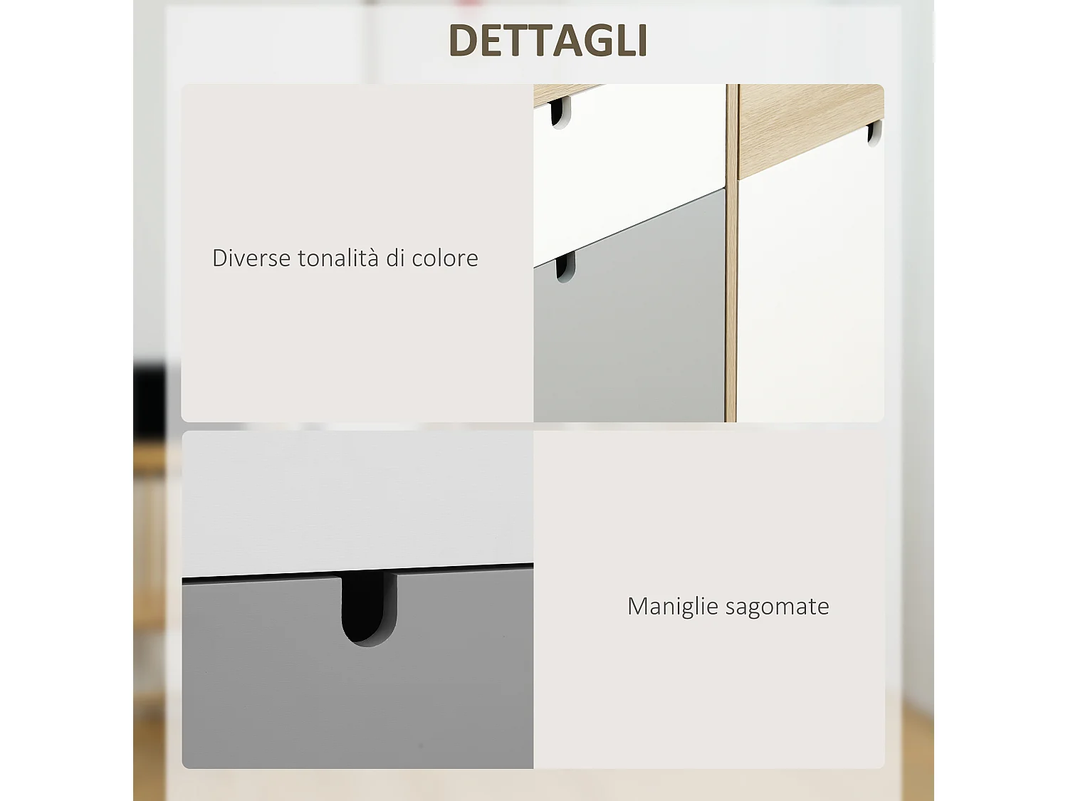 Mobile multiuso stile nordico 2 ante e 2 cassetti 100x40x79.5cm