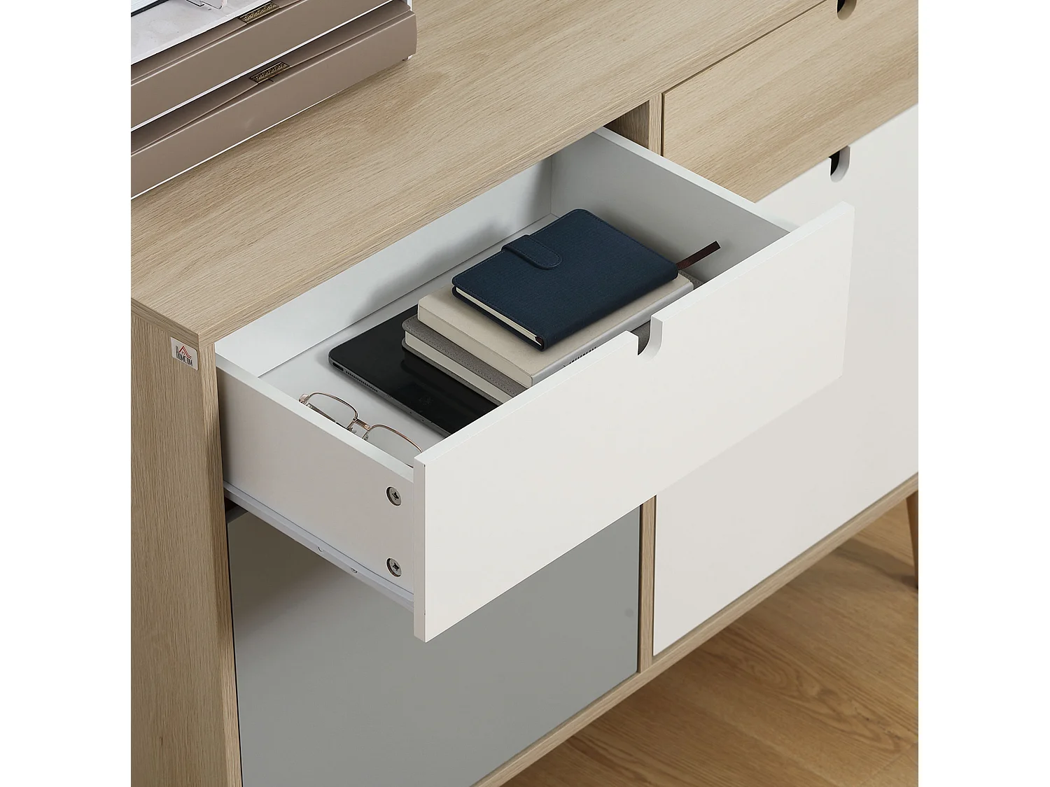 Mobile multiuso stile nordico 2 ante e 2 cassetti 100x40x79.5cm