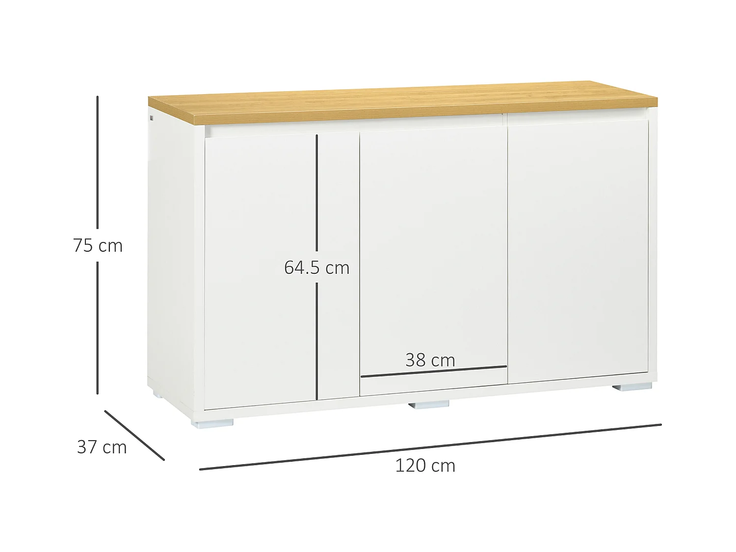 Mobile multifunzionale con 2 armadietti con 3 ante bianco
